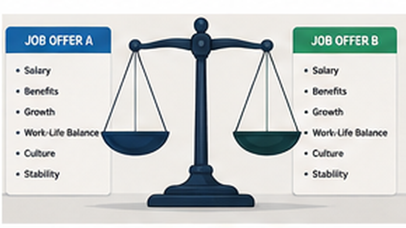 Editorial illustration for How to Compare Two Job Offers Beyond the Monthly Salary.