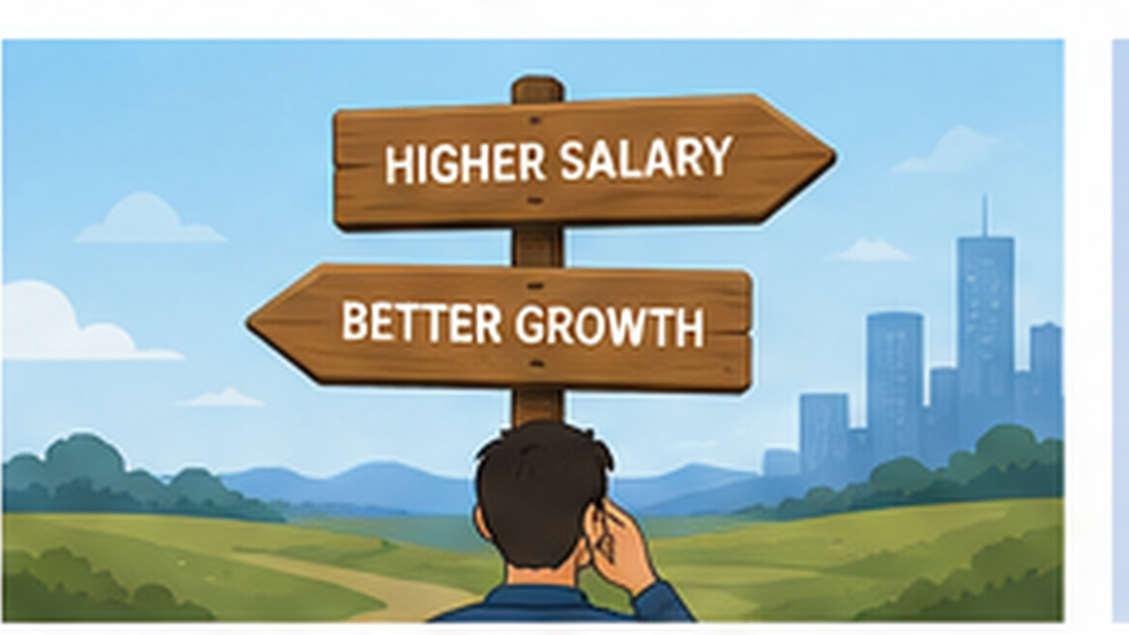 Editorial illustration for Higher Salary or Better Growth: Which Job Offer Should You Choose?.