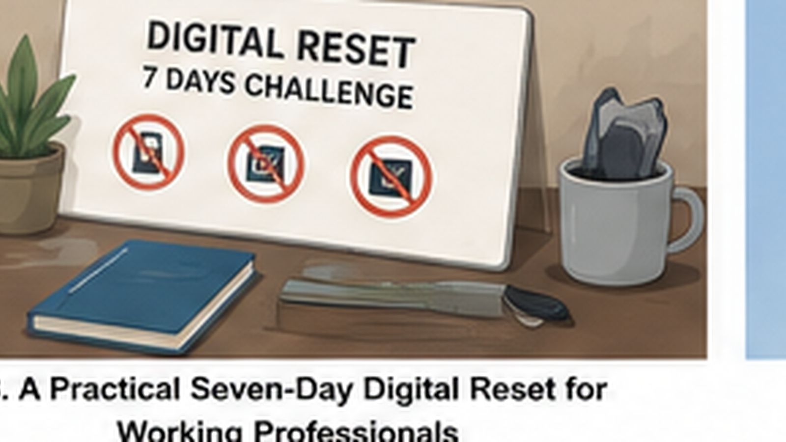 Editorial illustration for A Practical Seven-Day Digital Reset for Working Professionals.