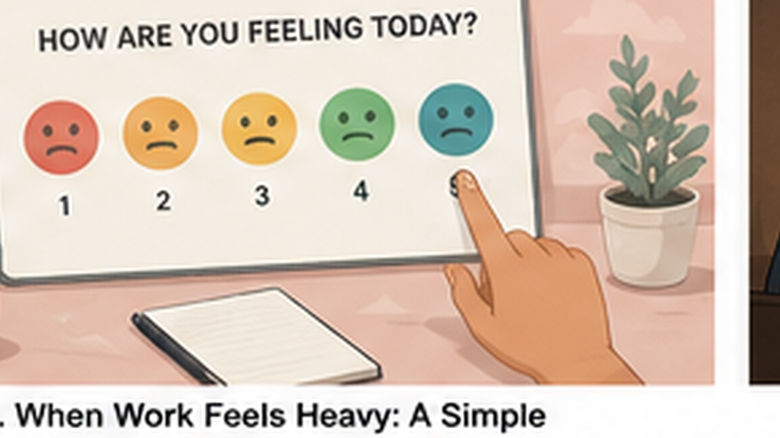 Editorial illustration for When Work Feels Heavy: A Simple Non-Clinical Mood Check-In.