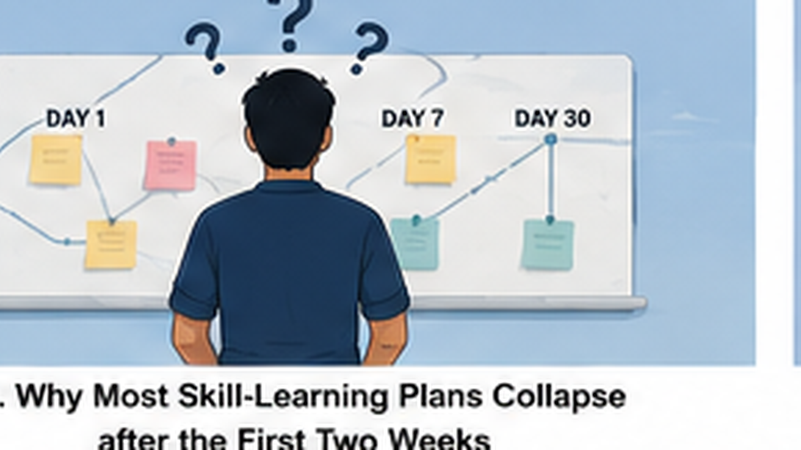 Editorial illustration for Why Most Skill-Learning Plans Collapse After the First Two Weeks.
